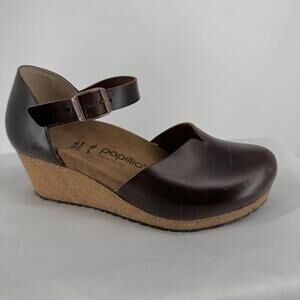 Birkenstock Papillio shoes womens 41 10 brown leather mary jane boho wedge